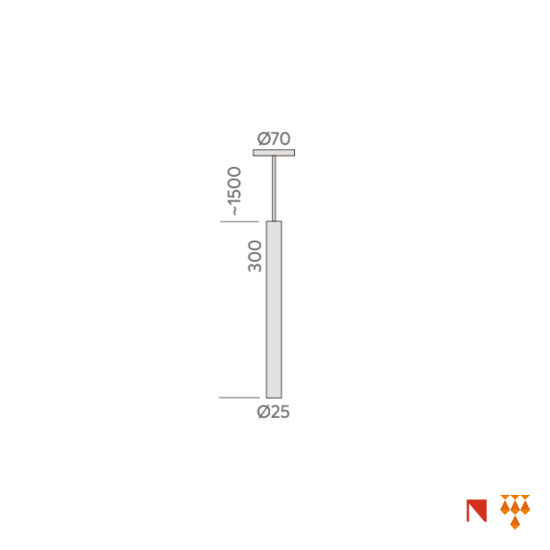 Pendente Orion Nano Tubo Preto - dim