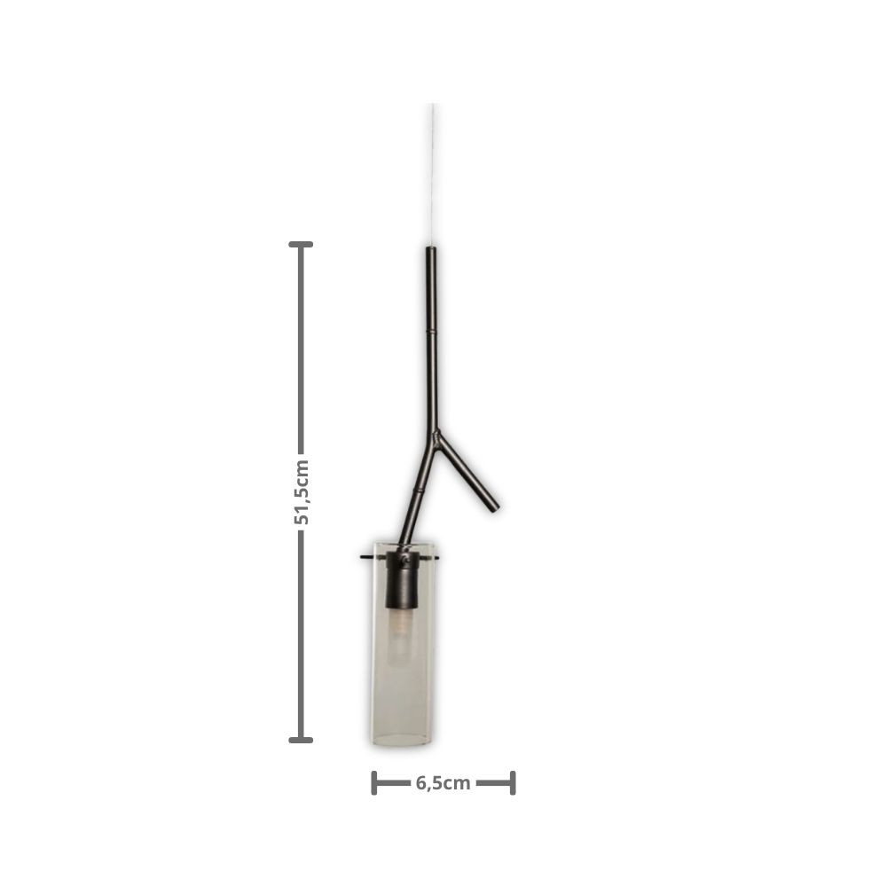 Pendente Bambu PT vidro e metal por Waldir Junior 1xG9 51cm - USINA 16065/15