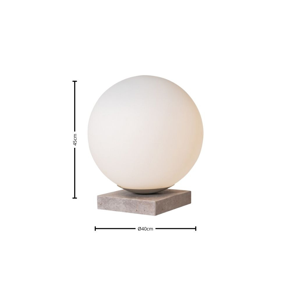 Abajur de Mesa Lua Branco por Waldir Junior - Vidro e Alumínio 1x E27 Ø45cm | USINA 51120/40
