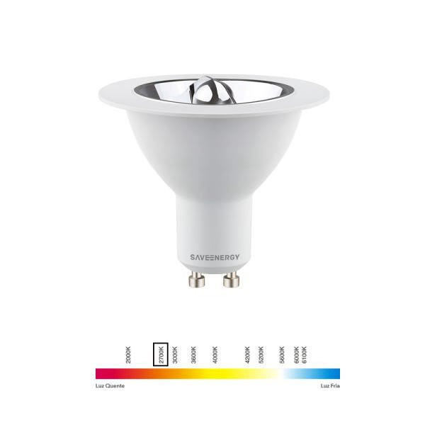 Kit Spot Embutir Recuado + Lampada AR70 Amarela Save Energy