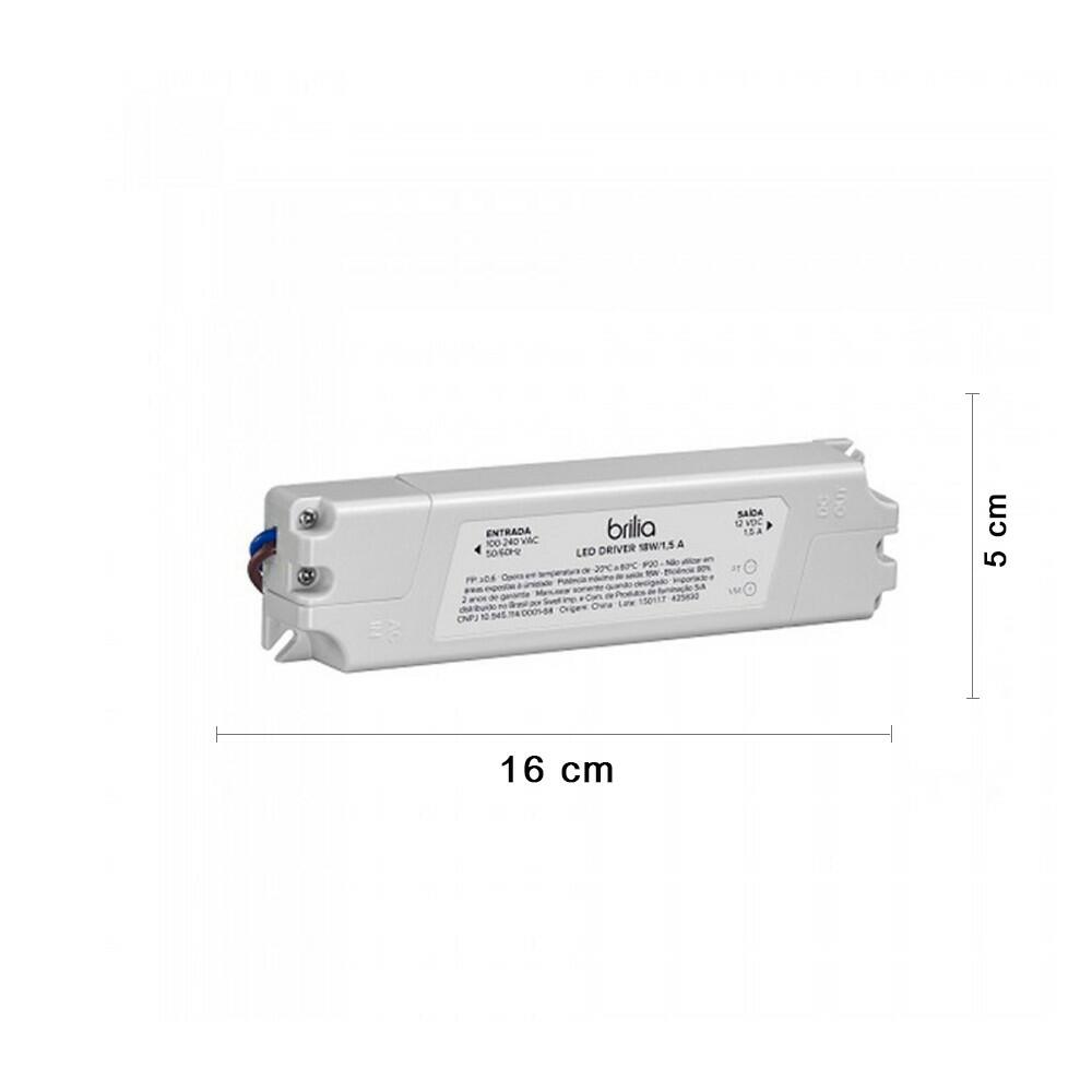 Fonte LED Driver 18W 1,5A Bivolt- Brilia 435830