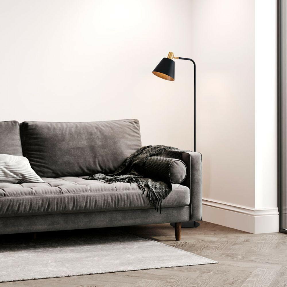 Abajur de Coluna PETTI Preto/Dourado 1xE27 - Nordecor 2483