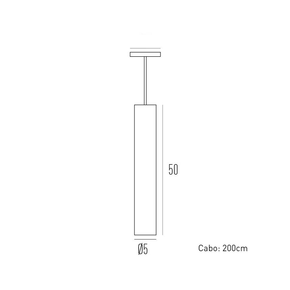 Pendente Tubo 50cm Branco  - 1xGU10 - Laf TUB.50-BT