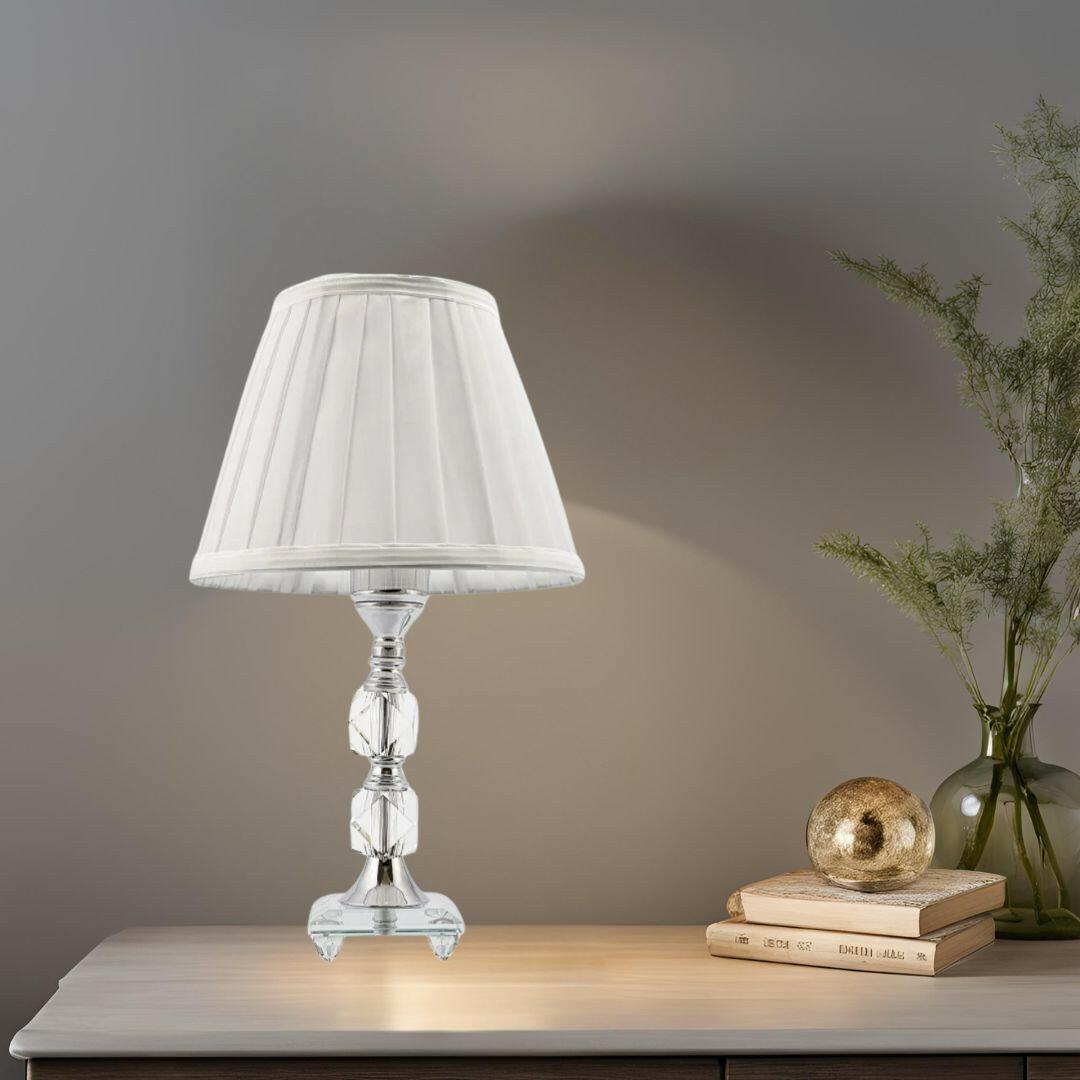Abajur de Vidro e Metal 35cm Cúpula Branca - Uni Presentes