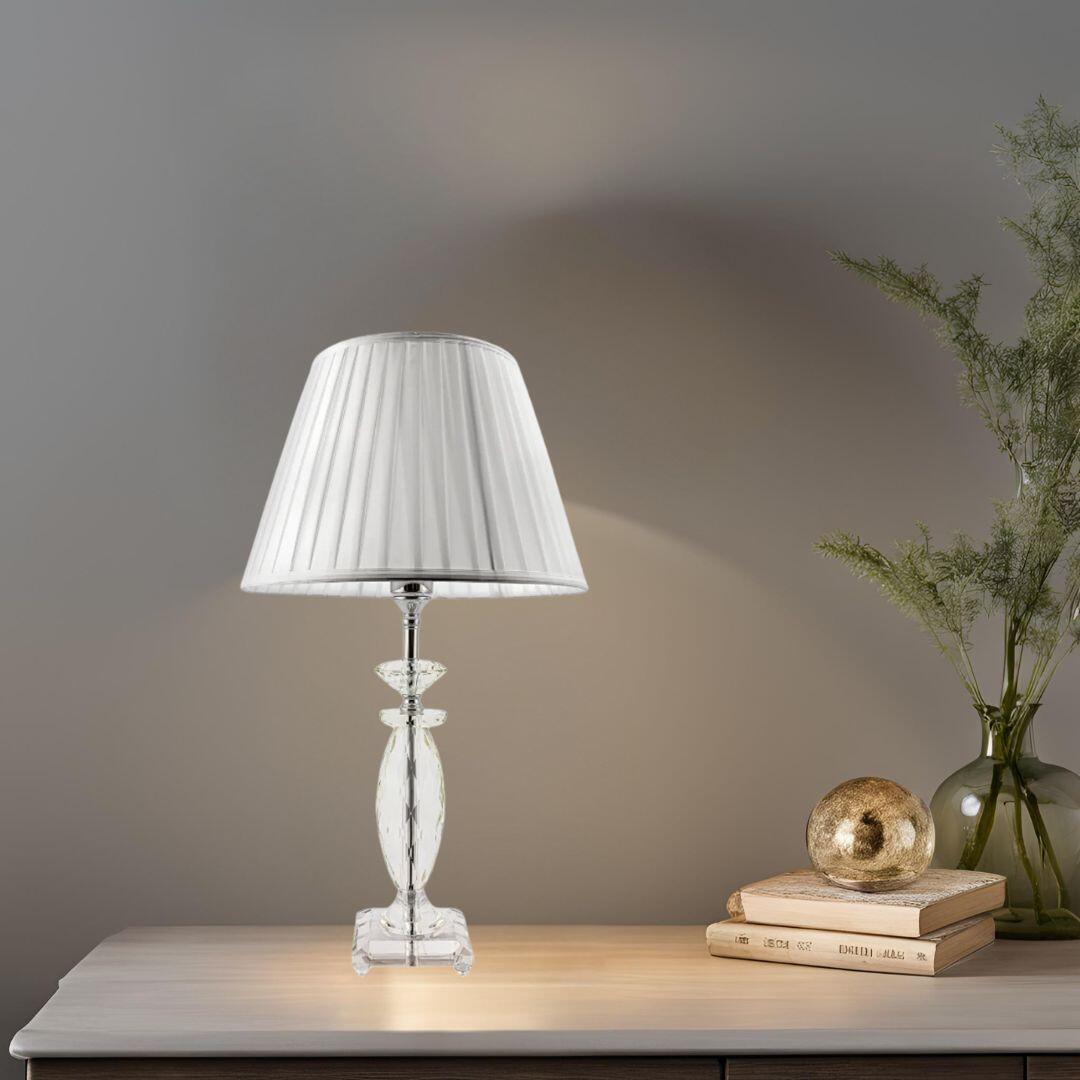 Abajur de Vidro e Metal 60cm Cúpula Branca - Uni Presentes