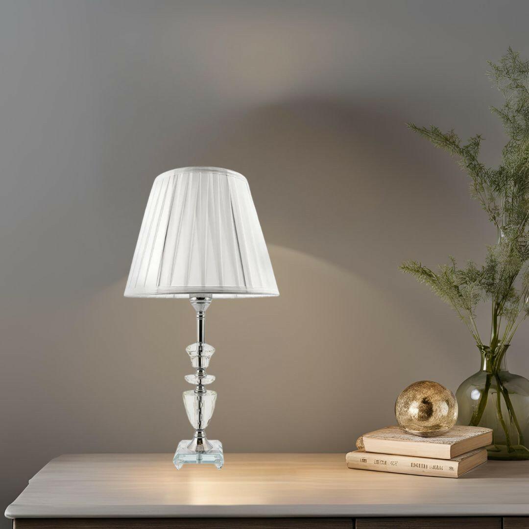 Abajur de Vidro e Metal 53cm Cúpula Branca - Uni Presentes