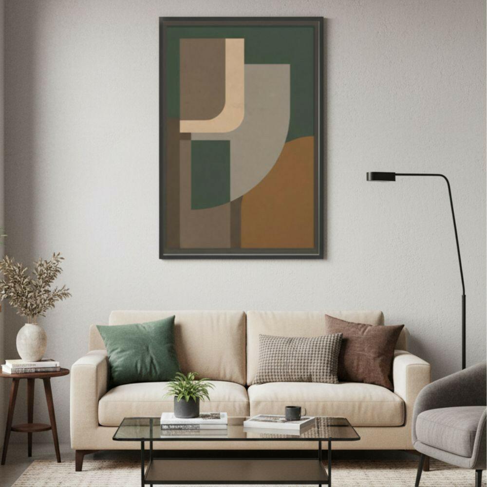 Quadro Abstrato Geométrico 29019 – Moldura Preta – 0,85 x 1,25 m
