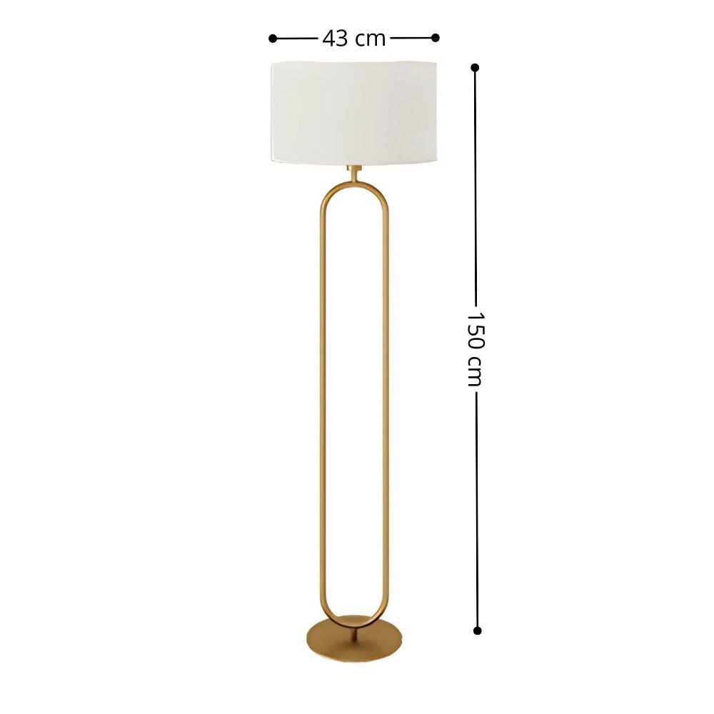 Luminària de Coluna Bianchi Metal Dourado Cúpula Off-White 1xE27 43x150cm - Foco Metallo