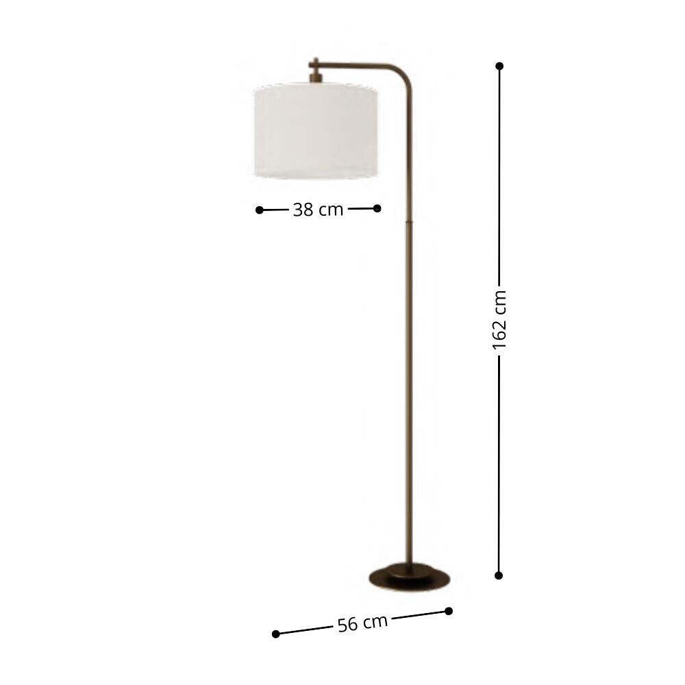 Coluna Articulada Capri Ouro Novo Cúpula Off-White 1xE27  38x56x162cm - Foco Metallo