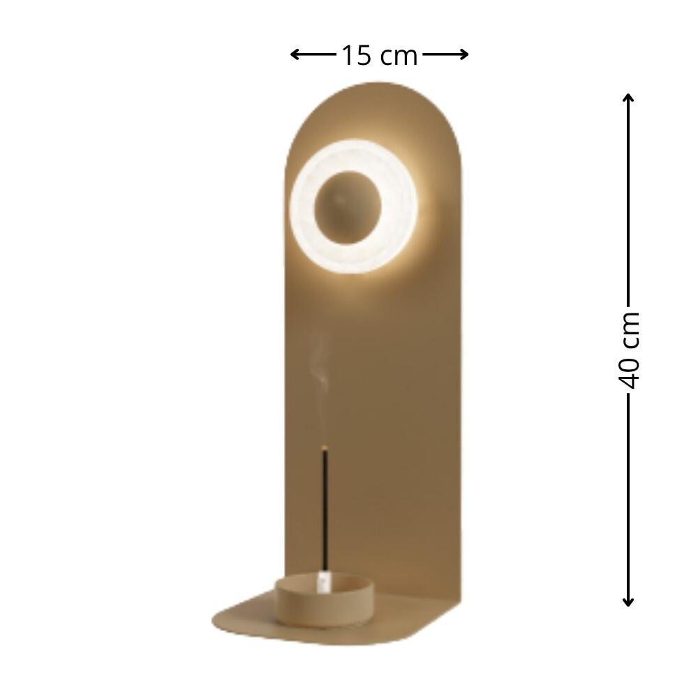 Arandela Altar com Suporte P/ Incenso - Cupula Selenita Ø10cm - Fita de LED 3000K 2W - DNA Lustres A0113