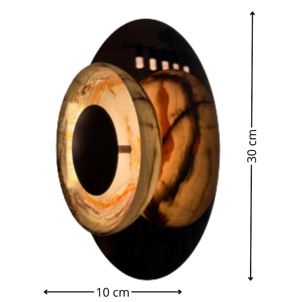 Aradela Kálida Onix Reflexo Dourado Fosco Ø30cm Fita de LED 3000K - 10W - COM BASE - DNA Lustres A0210