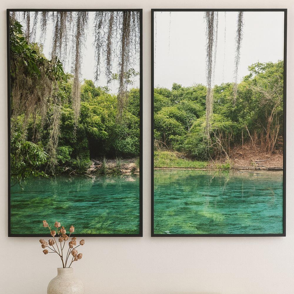 Conjunto de Quadros Paisagem Natural 29019 – Moldura Preta – 2 Peças – 0,85 x 1,25 m