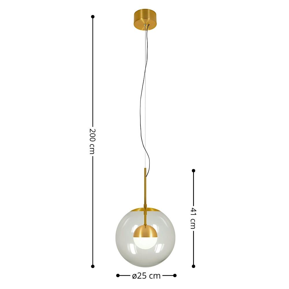 Pendente Inside Dourado Com Vidro Transparente e Globo Opalino 1xG9 ø25x41cm - TKS