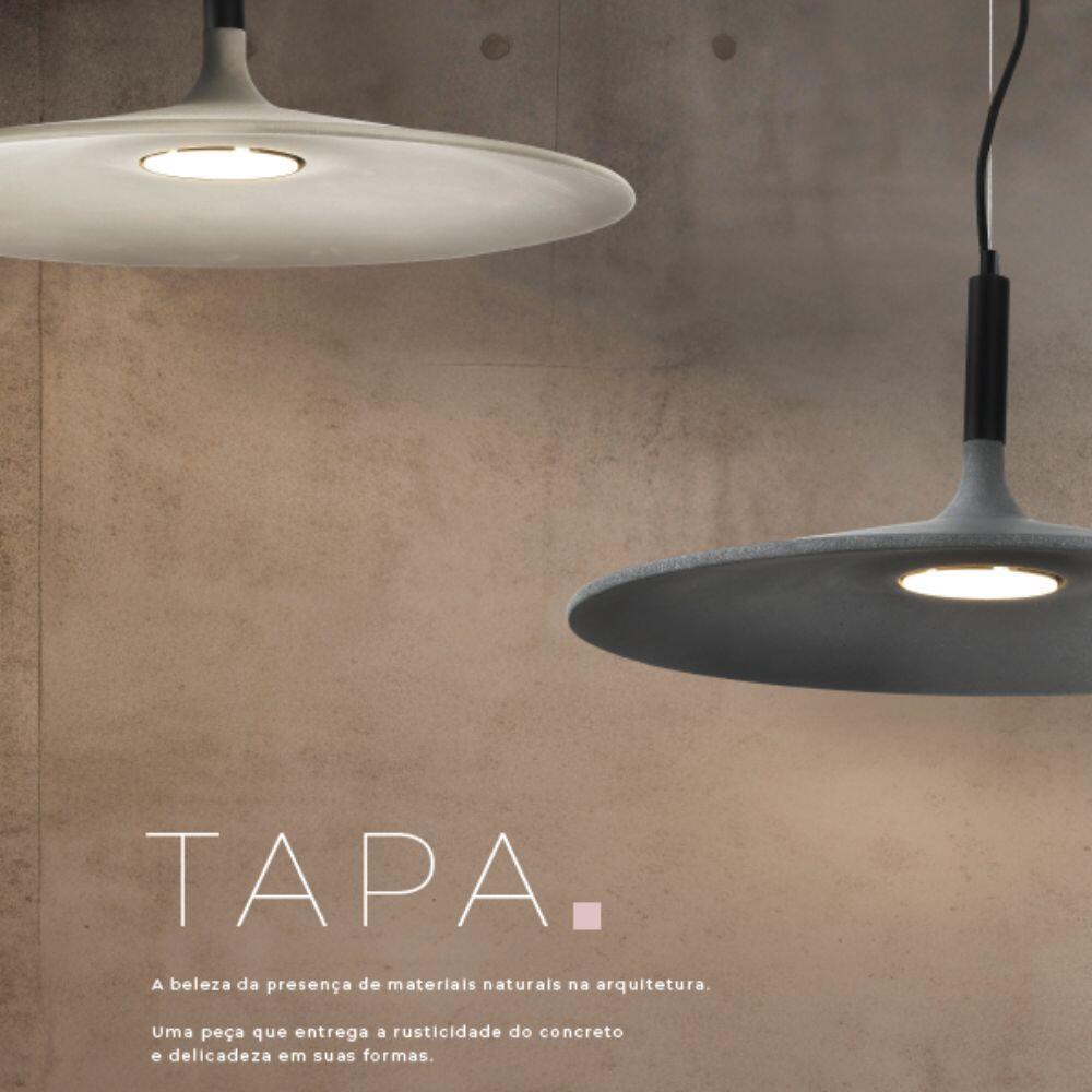 Pendente Tapa com LED Integrado 9,5W 2700K – Estrutura em Concreto e Ferro - Studioluce