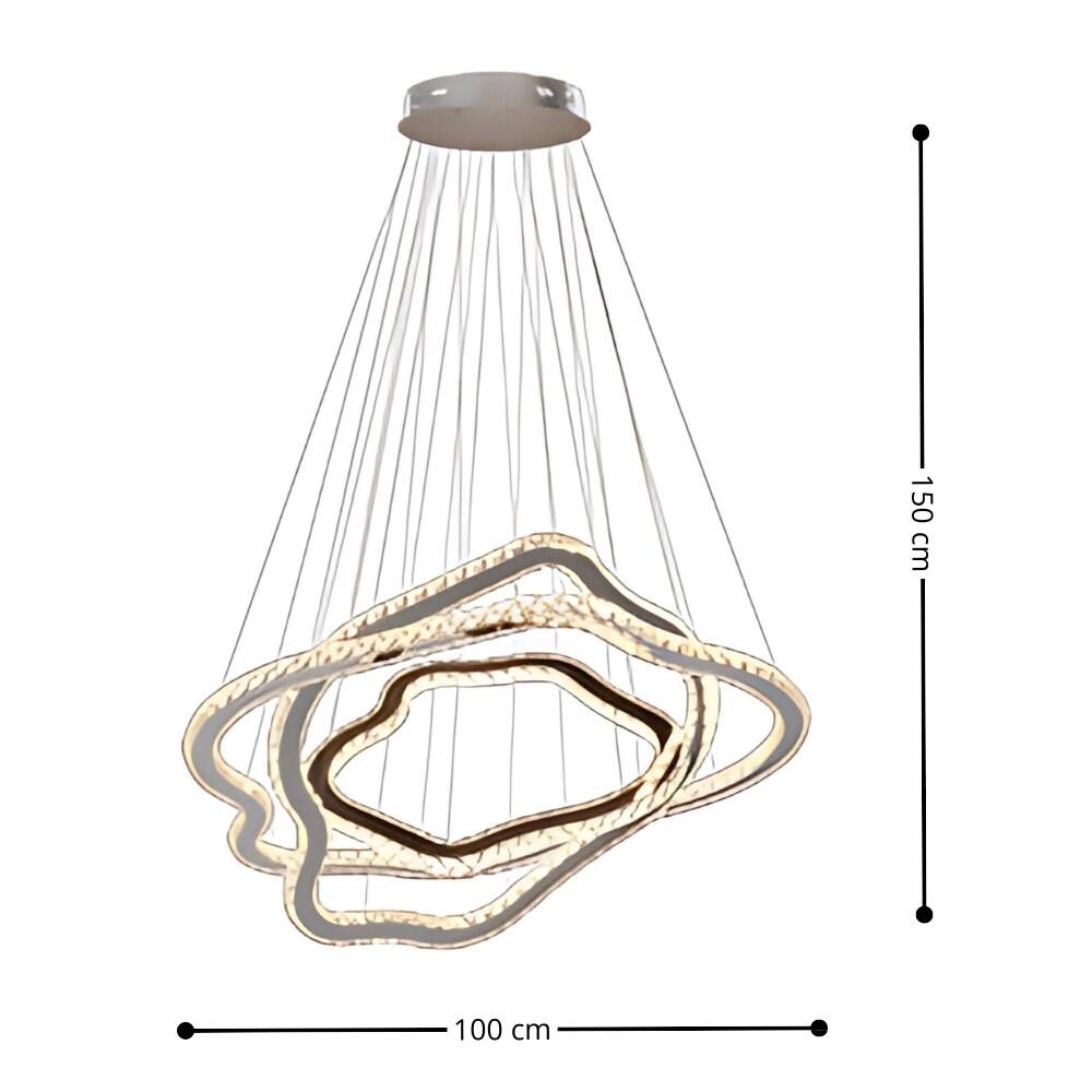 Pendente Aliança Orgânico Slim Metal e Cristais 3000K 95W - DNA Lustres - ALORG-100-3-SL