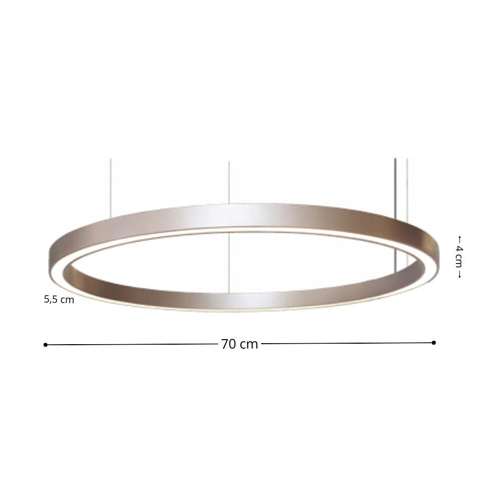 Pendente Anel Frame Cilíndrico Freijó com Acrilico 70cm 25W 2700K - Accord