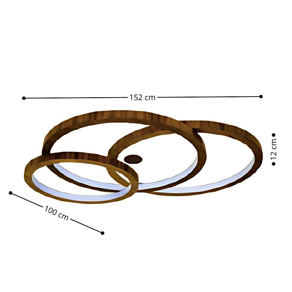 Plafon Madeira Freijó Linha Ring 2700K 12x125x100cm - Fox Lustres
