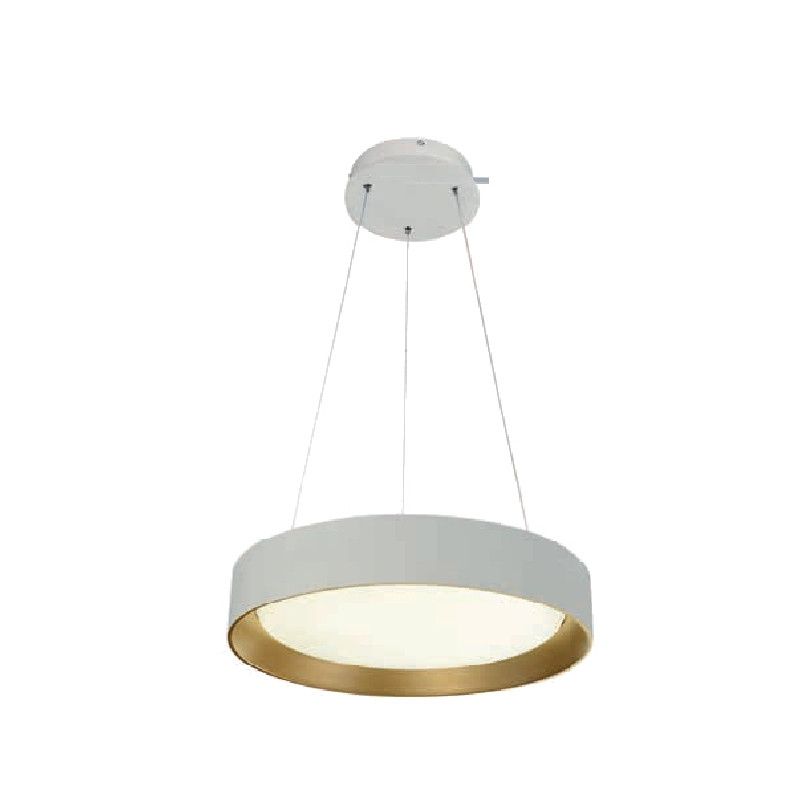 Pendente LED Redondo Branco e Dourado Ø55cm 48W 6500K - Hevvy Iluminação LY- 8802L BC+DR