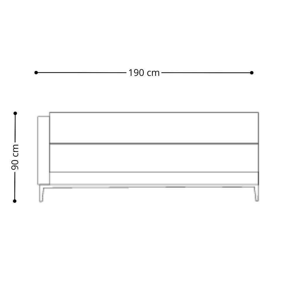 Sofá 1 Braço Direito Linha Jades Champagne 1,9x0,9x0,9m - KF Estofados