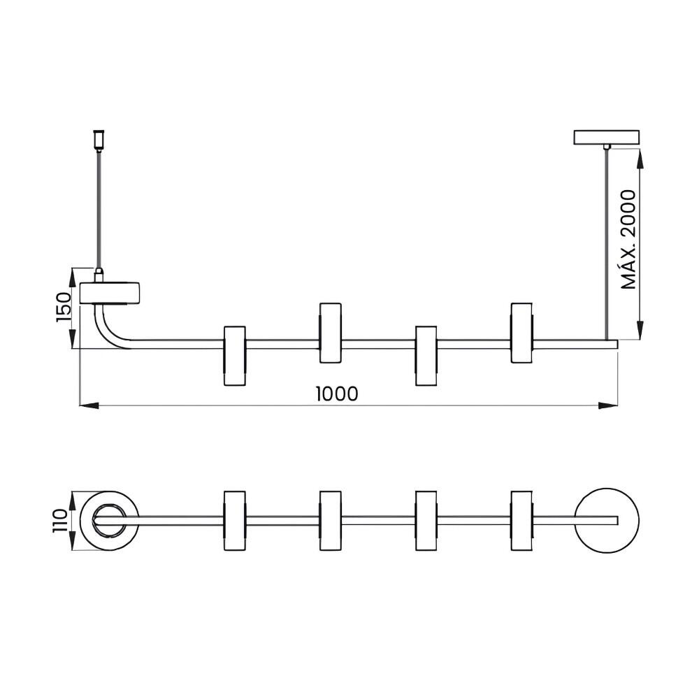 Pendente Torcello Metal Dourado Escovado 100x15x11cm 18W 3000K - Usina