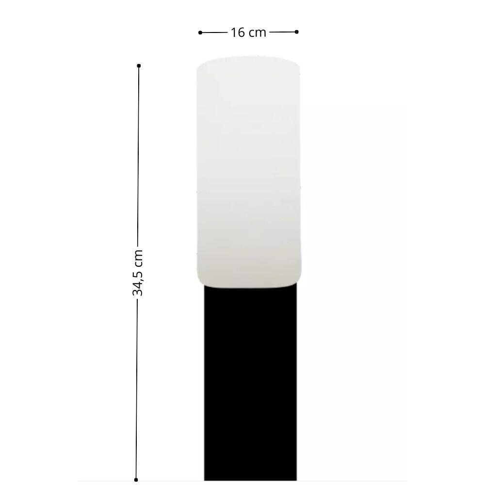 Balizador Preto Alumínio 1xE27 34cm Linha Tube - Rotoplaneta B001