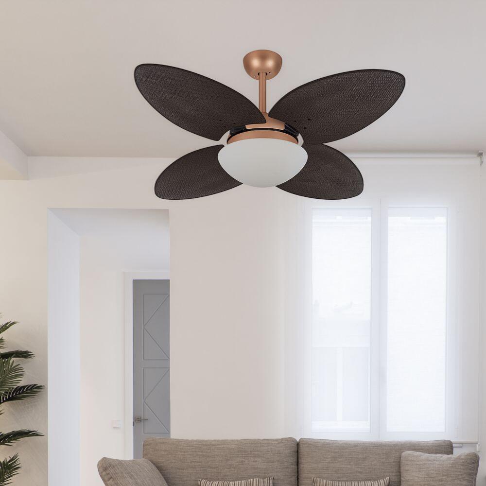Ventilador Tami Bronze Design Natural Palmae Tabaco com Luminária Ø105cm – 127V / 220V Volare 9003 