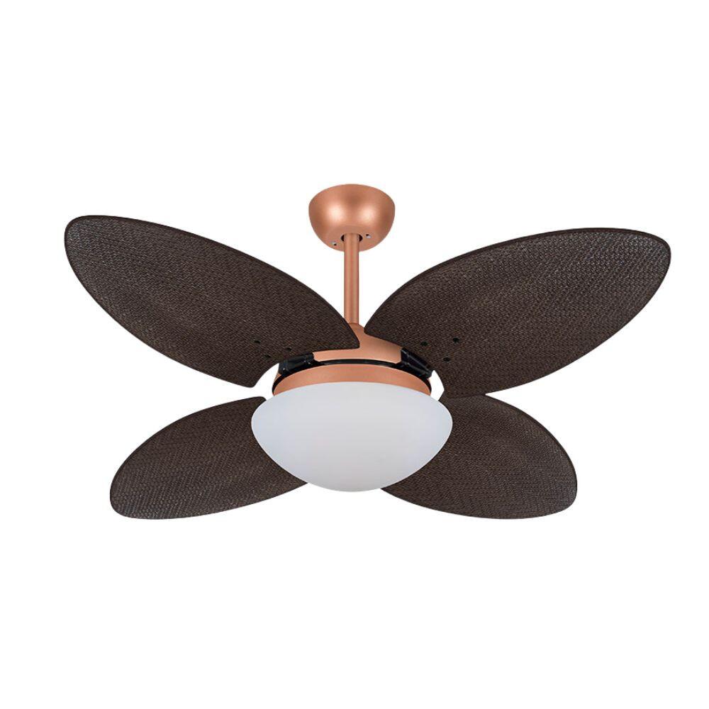 Ventilador Tami Cobre Design Natural Palmae Tabaco com Luminária Ø105cm – 127V / 220V Volare 9003 