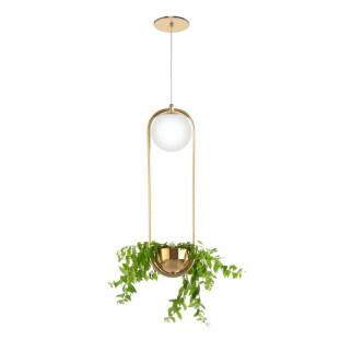 Pendente Dourado Champanhe com Globo Branco H52cm  1xG9 - Old Artisan PD5434
