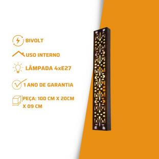 Arandela Laser Imbuia 100x20cm - 4E27 - AR22 Fox Lustre foto