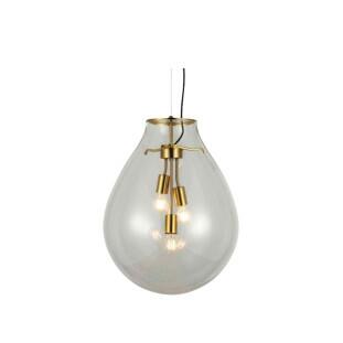 Pendente Caju Vidro Transparente e Metal Dourado - Bella Iluminação