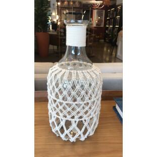 Garrafa Vidro Com detalhe Macrame 18x18x38cm 