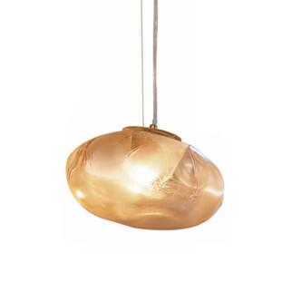 Pendente Flubber Vidro Conhaque e Metal Dourado 1xG9 - Bella Iluminação