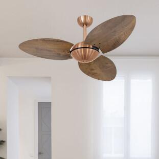 Ventilador de Teto Cobre Office  Tami 3 Pás Rádica de Madeira – Ø 1,05 m x 0,40 m – 127V/220V - Volare 9008 