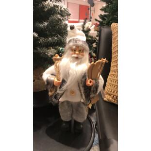 Papai Noel Branco e Cinza Florarte 30cm-Decor Lumen