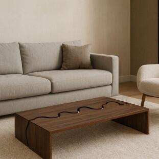 Mesa de Centro Elo – Madeira Natural – Design Contemporâneo – 1,20 x 0,60 x 0,35 m 