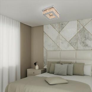 Plafon de Sobrepor Led 10w 3000K- 6000K Alumínio e Cristais - Linha Aliança - Capa - Secor Lumen