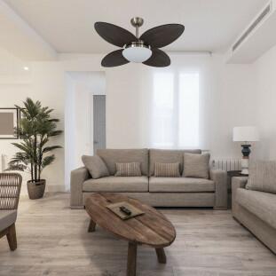 Ventilador Tami Cobre Design Natural Palmae Tabaco com Luminária Ø105cm – 127V / 220V Volare 9003 
