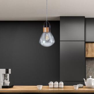 Compre junto Pendente Lampadari 1xE27 Madeira e Vidro - Madelustre 