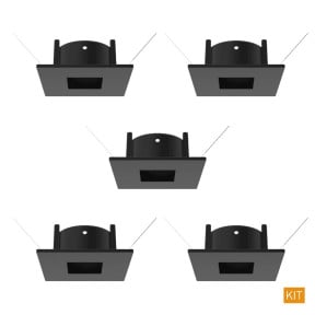 Kit 5 Spots de Embutir Preto Face Plana para Mini Dicróica Interlight IL0097