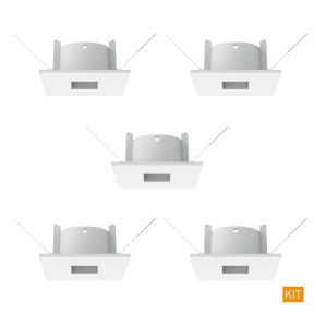 Kit 5 Spot Embutir Quadrado Branco Alumínio Face Plana - Interlight IL0097-BMTX