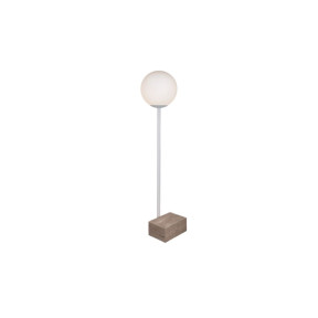 Coluna Lua Branco por Waldir Junior -Pedra, vidro e alumínio 180cm 1xE27 -Padrão site 