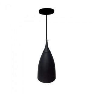 Pendente Milão Alumínio Preto c/ Branco 17cm 1xE27 - Caisma 3720