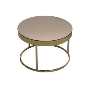 Mesa de Centro Florença Decorativa em Aço Inox Gold e Vidro Amendoa 70cm-Bel Metais-Padrão Capa Site-Decor Lumen 