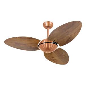 Ventilador de Teto Cobre Office  Tami 3 Pás Rádica de Madeira – Ø 1,05 m x 0,40 m – 127V/220V - Volare 9008 