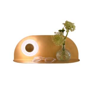 Arandela Cotidiano com Prateleira - Cupula Selenita Dourado Fosco Ø10cm - Fita de LED 3000K 2W - Entrada USBC - DNA Lustres A0112