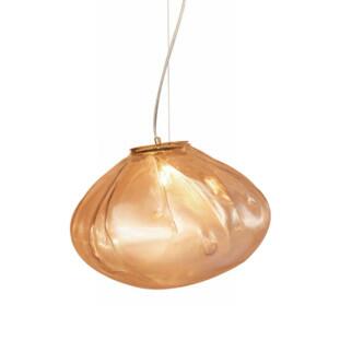 Pendente Flubber Vidro Conhaque e Metal Dourado 1xG9 - Bella Iluminação