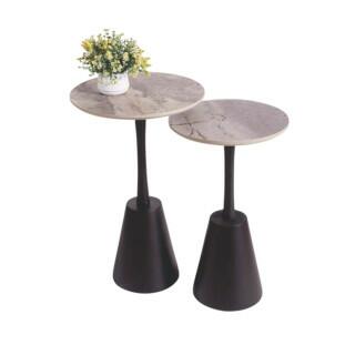 Conjunto Mesa Lateral Form Laminado Nature e Haste Fendi Sem Vidro ø45x64cm Adorno Gota Fendi - Portal Decor