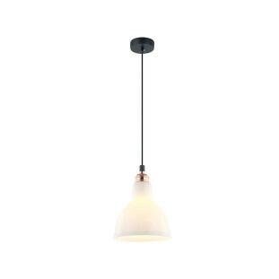 Pendente Preto Metal /Branco Fosco e Cobre Vidro em close