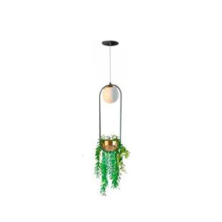 Pendente Preto e Cobre com Globo Branco H52cm  1xG9 - Old Artisan PD5434PC