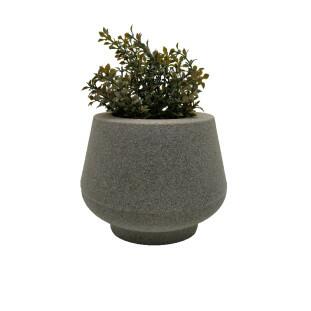 Cachepot Cinza de Acrílico com Plantinhas Artificiais